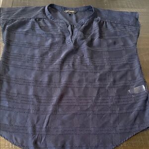 Banana Republic Factory Navy Textured Short-Sleeve Blouse